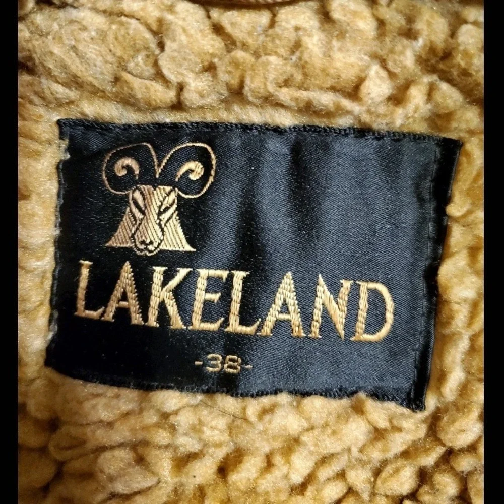 Lakeland Suede Bomber Jacket Tan Sherpa Lined Vintage Hooded Work Coat Mens 38